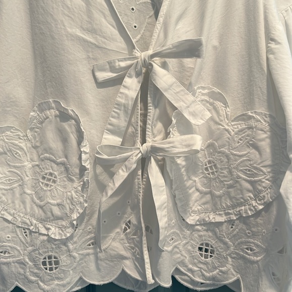 Sissel Edelbo Maibritt White Bow Tie Top O/S - Picture 10 of 14